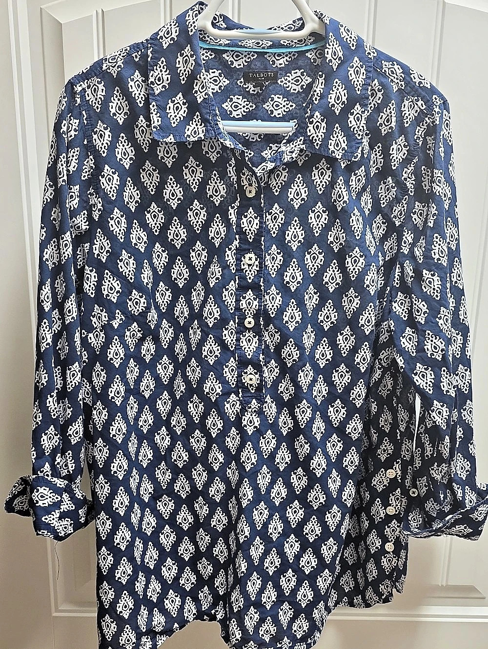 Talbots Women's Cotton Button Down Shirt Blue Size 1X